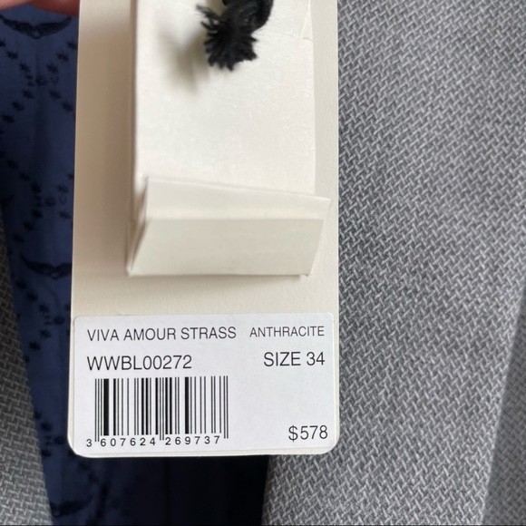 NWT ZADIG&VOLTAIRE amour gray suit jacket wwbl00272 size 34 - Picture 4 of 11